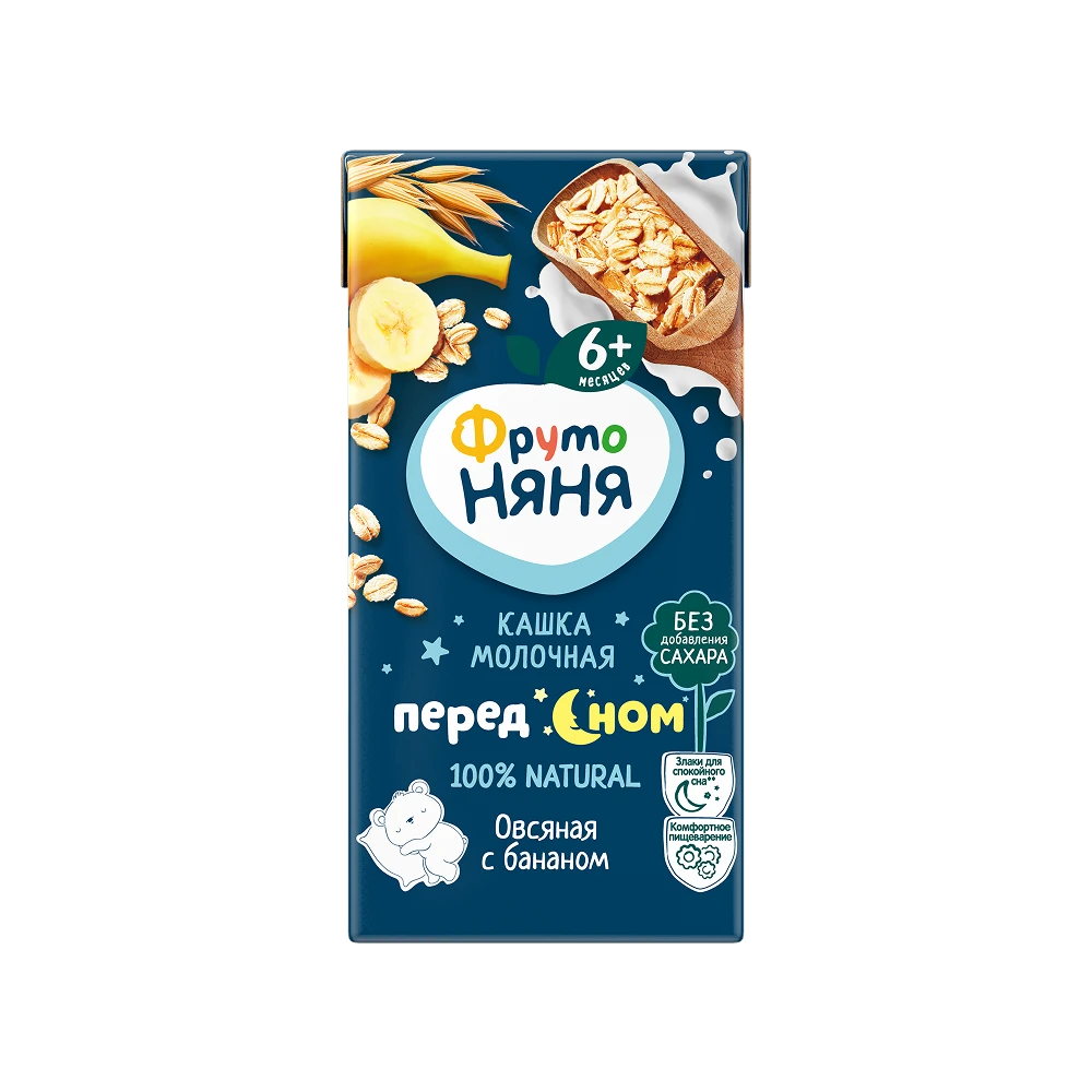 «ФрутоНяня» жидкая кашка «Перед сном» молочно-овсяная с бананами