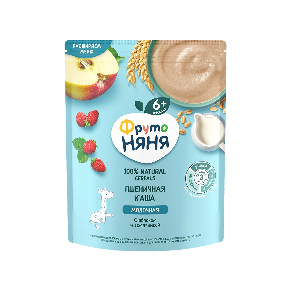 "FrutoNyanya" olma va yertut qo’shilgan quruq sutli bug'doyli bo’tqa