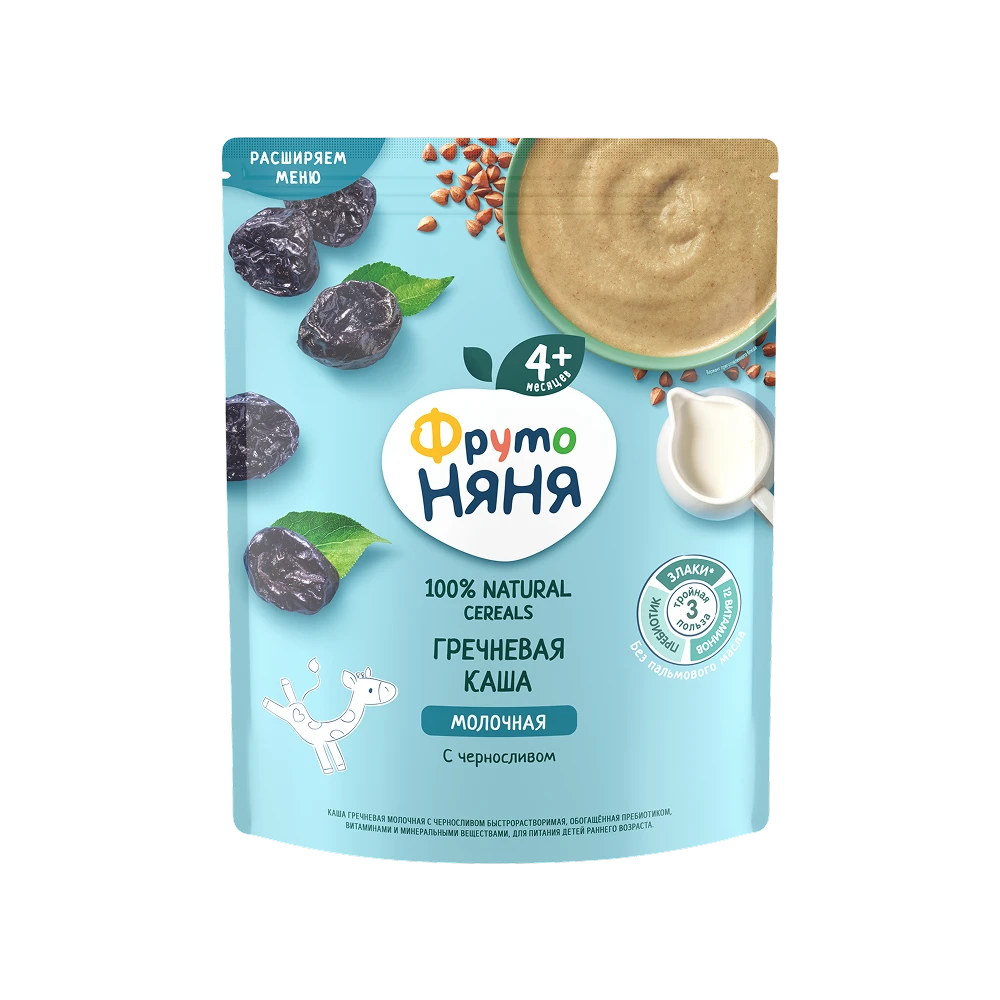 "FrutoNyanya" qora olxo’ri qo’shilgan quruq, sutli, grechkali bo’tqa